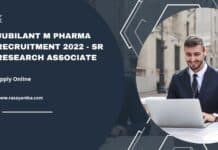 Jubilant M Pharma Recruitment 2022 - Sr Research Associate