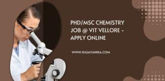 PhD/MSc Chemistry Job @ VIT Vellore - Apply Online