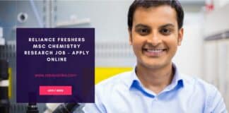 Reliance Freshers MSc Chemistry Research Job - Apply Online