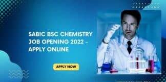 SABIC BSc Chemistry Job Opening 2022 - Apply Online