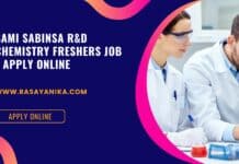 Sami Sabinsa R&D Chemistry Freshers Job - Apply Online