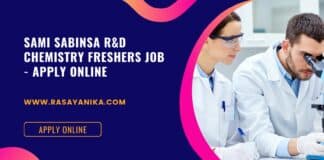 Sami Sabinsa R&D Chemistry Freshers Job - Apply Online