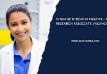 Syngene Hiring M Pharma - Sr Research Associate Vacancy