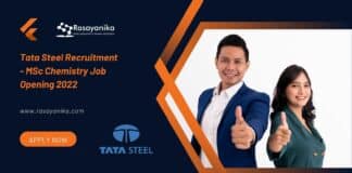 Tata Steel Recruitment - MSc Chemistry Job Opening 2022