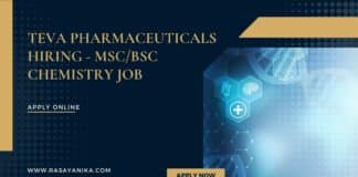 Teva Pharmaceuticals Hiring - MSc/BSc Chemistry Job