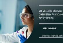 VIT Vellore BSc/MSc Chemistry PA Vacancy - Apply Online