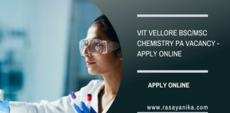 VIT Vellore BSc/MSc Chemistry PA Vacancy - Apply Online
