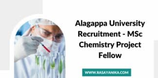 Alagappa University Recruitment - MSc Chemistry Project Fellow