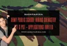 Army Public School Hiring Chemistry TGT & PGT - Applications Invited