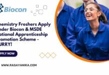 Chemistry Freshers Apply Under Biocon & MSDE National Apprenticeship Promotion Scheme - HURRY!