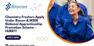 Chemistry Freshers Apply Under Biocon & MSDE National Apprenticeship Promotion Scheme - HURRY!