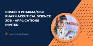 CDSCO B Pharma/MSc Pharmaceutical Science Job - Applications Invited