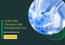 CMET MSc Chemistry JRF Recruitment - Applications Invited