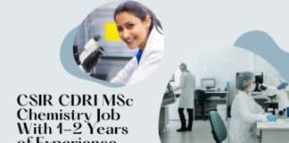 CSIR CDRI MSc Chemistry Job With 1-2 Years of Experience www.rasayanika.com