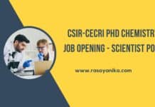 CSIR-CECRI PhD Chemistry Job Opening - Scientist Post