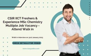 CSIR IICT Freshers & Experience MSc Chemistry Multiple Job Vacancy - Attend Walk in
