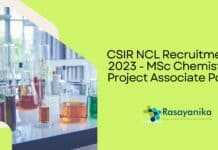 CSIR NCL Recruitment 2023 - MSc Chemistry Project Associate Post