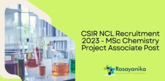 CSIR NCL Recruitment 2023 - MSc Chemistry Project Associate Post
