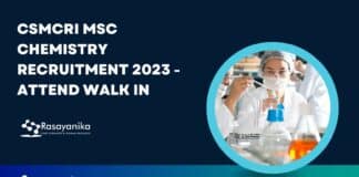 CSMCRI MSc Chemistry Recruitment 2023 - Attend Walk in