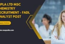 Cipla Ltd MSc Chemistry Recruitment - FADL Analyst Post