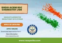 DRDO ACEM BSc Chemistry Graduate Apprentice Recruitment With Stipend