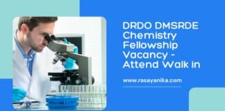 DRDO DMSRDE Chemistry Fellowship Vacancy - Attend Walk in