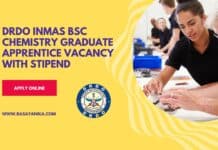 DRDO INMAS BSc Chemistry Graduate Apprentice Vacancy with Stipend