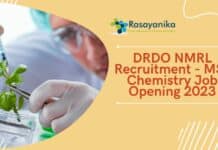 DRDO NMRL Recruitment - MSc Chemistry Job Opening 2023