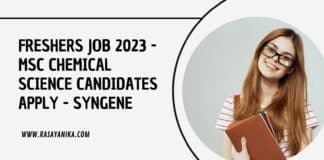 Freshers Job 2023 - MSc Chemical Science Candidates Apply - Syngene