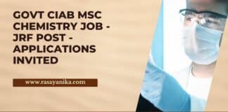 Govt CIAB MSc Chemistry Job - JRF Post - Applications Invited