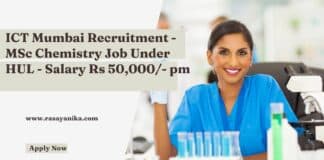 ICT Mumbai Recruitment - MSc Chemistry Job Under HUL - Salary Rs 50,000/- pm