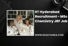 IIT Hyderabad Recruitment - MSc Chemistry JRF Job