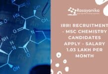 IRRI Recruitment - MSc Chemistry Candidates Apply - Salary 1.03 Lakh per month