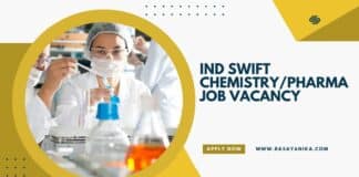 Ind Swift Chemistry/Pharma Job Vacancy - Apply Online