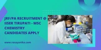 JRF/PA Recruitment @ IISER Tirupati - MSc Chemistry Candidates Apply