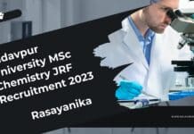 Jadavpur University MSc Chemistry JRF Recruitment 2023