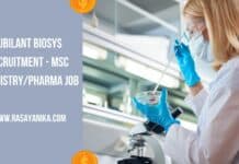 Jubilant Biosys Recruitment - MSc Chemistry/Pharma Job