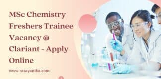 MSc Chemistry Freshers Trainee Vacancy @ Clariant - Apply Online