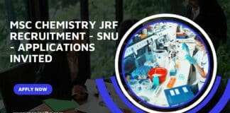MSc Chemistry JRF Recruitment - SNU - Applications Invited