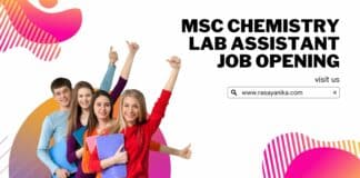 MSc Chemistry Lab Assistant Job Openings