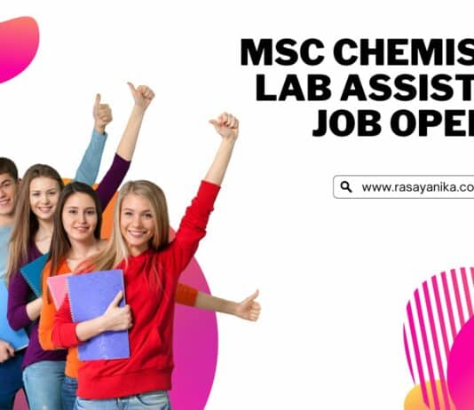 MSc Chemistry Lab Assistant Job Openings