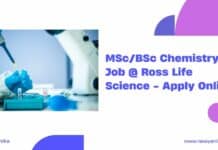 MSc/BSc Chemistry Job @ Ross Life Science - Apply Online