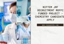 NIFTEM JRF Recruitment MOFPI Funded Project - Chemistry Candidates Apply