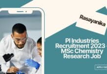 PI Industries Recruitment 2023 - MSc Chemistry Research Job