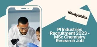 PI Industries Recruitment 2023 - MSc Chemistry Research Job