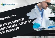 RCFL Ltd BSc Chemistry Trainee Vacancy - Salary up to Rs 60,000/-pm