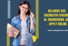 Reliance BSc Chemistry/Chemical Engineering Job - Apply Online