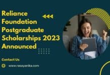 Reliance Foundation Postgraduate Scholarships 2023 Announced