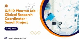 SJRI D Pharma Job - Clinical Research Coordinator - Sanofi Project