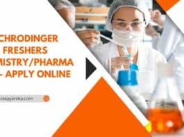 Schrodinger Freshers Chemistry/Pharma Job - Apply Online